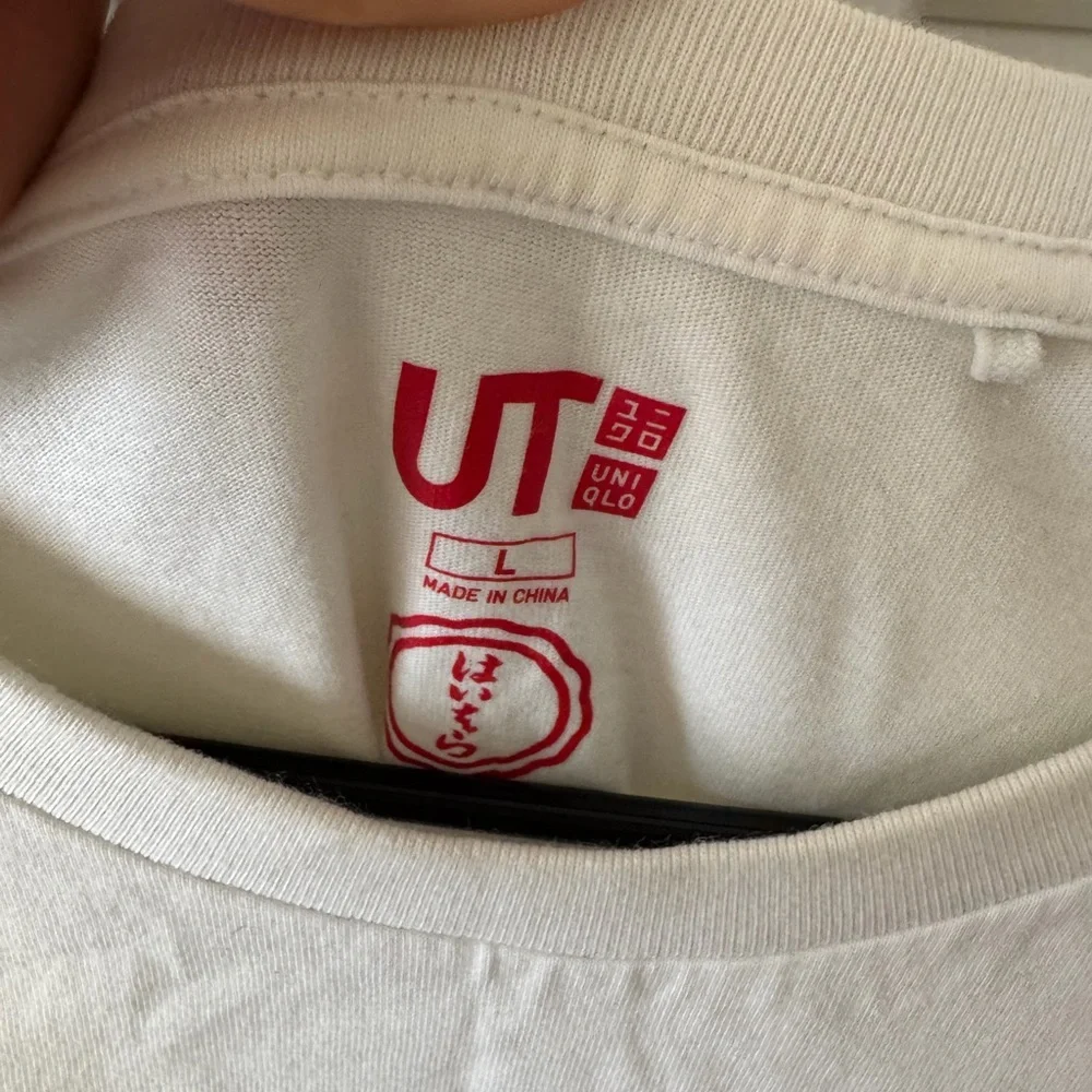 Uniqlo UT White Tee with Black Cat Illustration